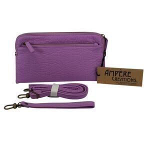 Ampere Creations W103 Purple Vegan Leather Crossbody/Clutch Wallet Purse Handbag